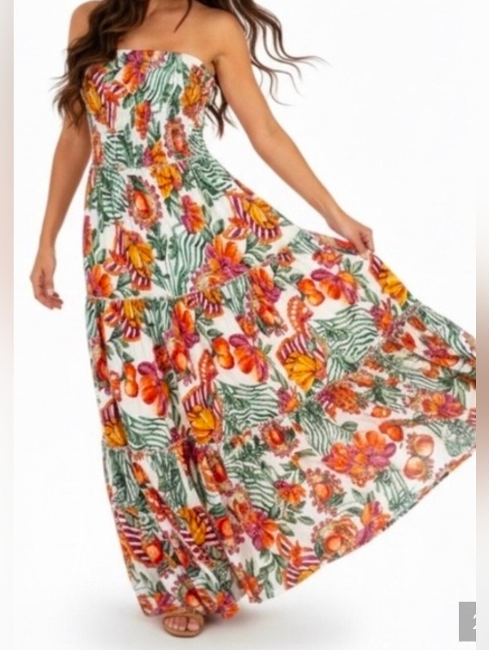 Tropical Floral Maxi Dress in Multi-Color